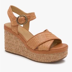 Crown Vintage - Kehra Women's Tan Wedge Sandals - DK Natural Upper/Natural